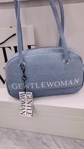 Thailand gentle woman Washed Embroidered Letter Denim Bag 2024 New Versatile Trendy Single Shoulder Bag