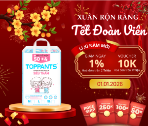 [TẶNG 4 MIẾNG 1 GÓI ] Tã Quần TOPPANTS Siêu Mỏng Bỉm quần Người Già Kháng Khuẩn Size M/L/XL 54 MIẾNG