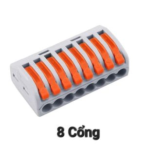 Cút Nối Dây Điện Đầu Cuối Chia Nhanh 8 Cổng Ngang Công Suất 32A/250V Cỡ Dây Điện Từ 0.08 – 4mm² Chịu Nhiệt