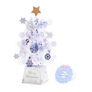 ZANGTA Foldable Christmas Crystal Greeting Card Wishing Paper Message Card Kids Gifts Elegant Appreciation Card Merry Christmas Decorations