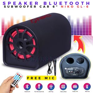 Speaker Bluetooth FullBass NIKO GL6 / Speaker Tabung 6 inch Free Mic - Subwoofer Car GL-6 BluettoohRadioUSB/TFKaraoke - AC / DC