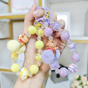 DUDAN Capyabra Beaded Phone Chain Cute Bow Phone Wrist Strap Ins Short Bead Phone Pendant Decoration