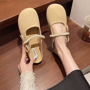 Free Shipping Flat-Soled Soft-Bottomed Closed-Toe Half-Slipper Sandals For Women Versatile For Outdoor Wear New Spring/Summer Style Easy Slip-On
