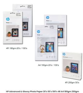 HP 4R Photo Glossy Paper 180g 20s (9RR53A) (2336 e410 e470 l3250 l3210 e3370 g3010)