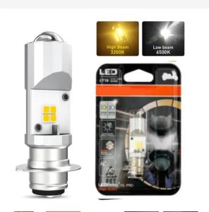 1Pcs H4 LED Motorcycle Headlight T19 P15D LED CSP Lens Dual Color White Yellow Hi Lo Beam Motorbike Scooter Running Light