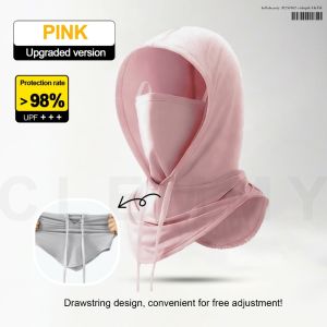 3-in-1 Sunscreen Hat with Face Mask & Neck Guard – Buckle Drawstring Breathable Ice Silk Mask