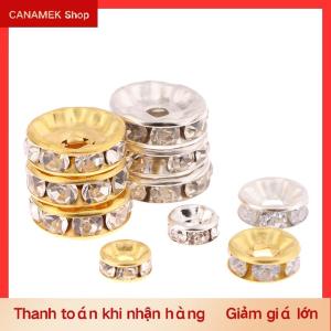CS 100pcs 5 7 10mm rondelle đĩa 316 thép không gỉ pha lê Spacer hạt với Rhinestone cho đồ trang sức làm DIY Vòng đeo tay