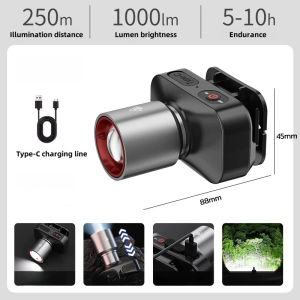 Acciaiie Headlight Flashlight Rechargeable Waterproof Zoomable Induction Headlamp Emergency Light