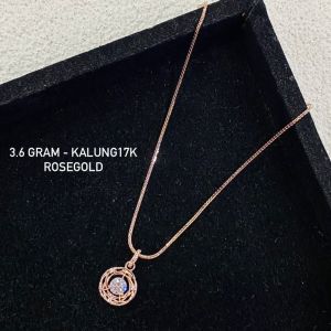 Kalung set emas asli kadar 75 17k rosegold diamond look aesthetic solitaire love tas kupu hitam koin 2 layer infinity variasi liontin branded