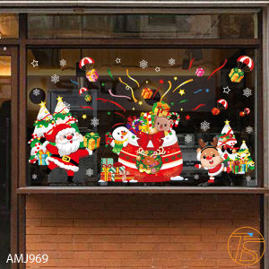 Decal dán trang trí noel cửa kính XL679 lối ra vào dịp giáng sinh tết 2026 - Miếng dán decor noel cho shop thời trang khổ 60x90cm