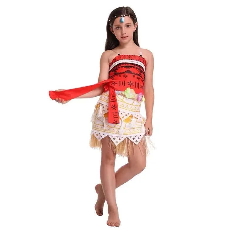 Adult Kids Cosplay Vaiana Moana Princess Costume Dress Necklace