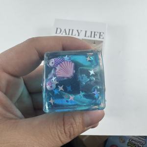 【COD】3D Cube Squeeze Toy Stress Anxiety Relief Clear Ocean Shell Cube Sensory Toy Portable Soft TPR Cube Pinch Toy Party Favors Aitemay