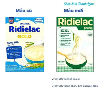 (Mẫu Mới) COMBO 7 HỘP Bột ăn dặm Ridielac Gold Gạo sữa - Hộp giấy 200g.