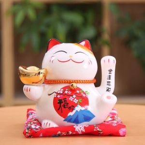 Mèo thần tài may mắn Maneki Neko 16cm vẫy tay (kèm hộp và đệm)