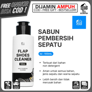 PEMBERSIH SEPATU PUTIH FLAP SHOES CARE (SPECIAL DISIKON) 100 ML Cairan Ajaib Multifungsi Pengilang Anti Noda Kuning Kptoran pada Sepatu Sendal Tas Multifungsi Tanpa Cuci dan Bilas Shoes Whitening / Pembersih Sol Sepatu dan Kerak Membandel Tanpa Air