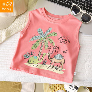 Summer New Boys and Girls Cotton Vest Small and Medium Children Simple Loose Sleeveless T-shirt Hot Stamping Top Outer Wear T-shirt