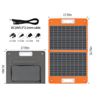 FlashFish TSP100W Foldable Solar Panel 18V Monocrystalline silicon Solar Cells Lightweight Solar Panel Foldable Energy Storage Solar Outdoor Charger with Type-C DC USB Output for Camping Hiking Climbling Emergency Backup