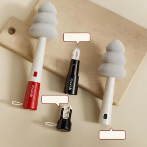 【Suitable for all types of cups】Cup Brush 3 in 1 Multifunctional Cup Washing Artifact Sponge Washing Bottle Brush Long Handle Cleaning Brush Silicone no Dead Ends三合一杯刷