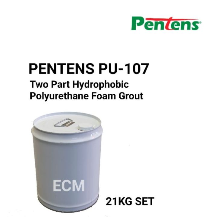 PENTENS PU 107 (21KG SET) TWO PART Hydrophobic Polyurethane Foam Grout / 100% Solid, Zero VOC Foam Grout