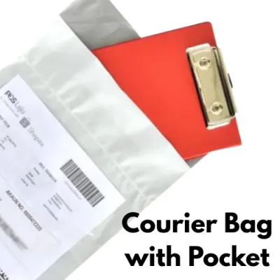 100PCS Courier Bag with Flyer Pocket – Plastic Parcel Bag for Shipping & Delivery 2 Sizes (S & M)