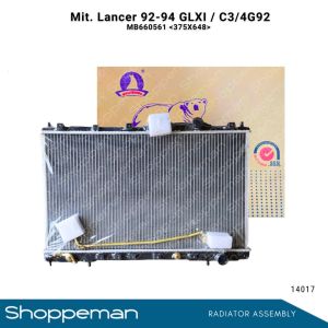 14017 MITSUBISHI LANCER 1992-1994 GLXI C3 4G92 MIRAGE 1.5G 1991-1995 RADIATOR ASSEMBLY A/T 375x648x16mm PA16 1ROW MB660561 MB660565
