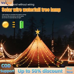 Waterfall Tree LED String Lights with Star Topper for Christmas and Holiday Decor Bright Multi-Color Lighting for Celebrations