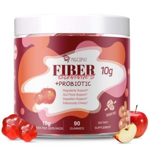 Gummies sợi migcopat với men vi sinh 10g chất xơ mỗi khẩu phần không thêm đường Apple hương vị với 10 tỷ CFU Probiotic pha trộn giấm Apple vitamin C Inulin hỗ trợ đầy hơi