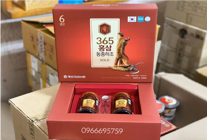 Cao Hồng Sâm Đông Trùng Hạ Thảo 365 Hàn Quốc Hộp 2 lọ x 240g