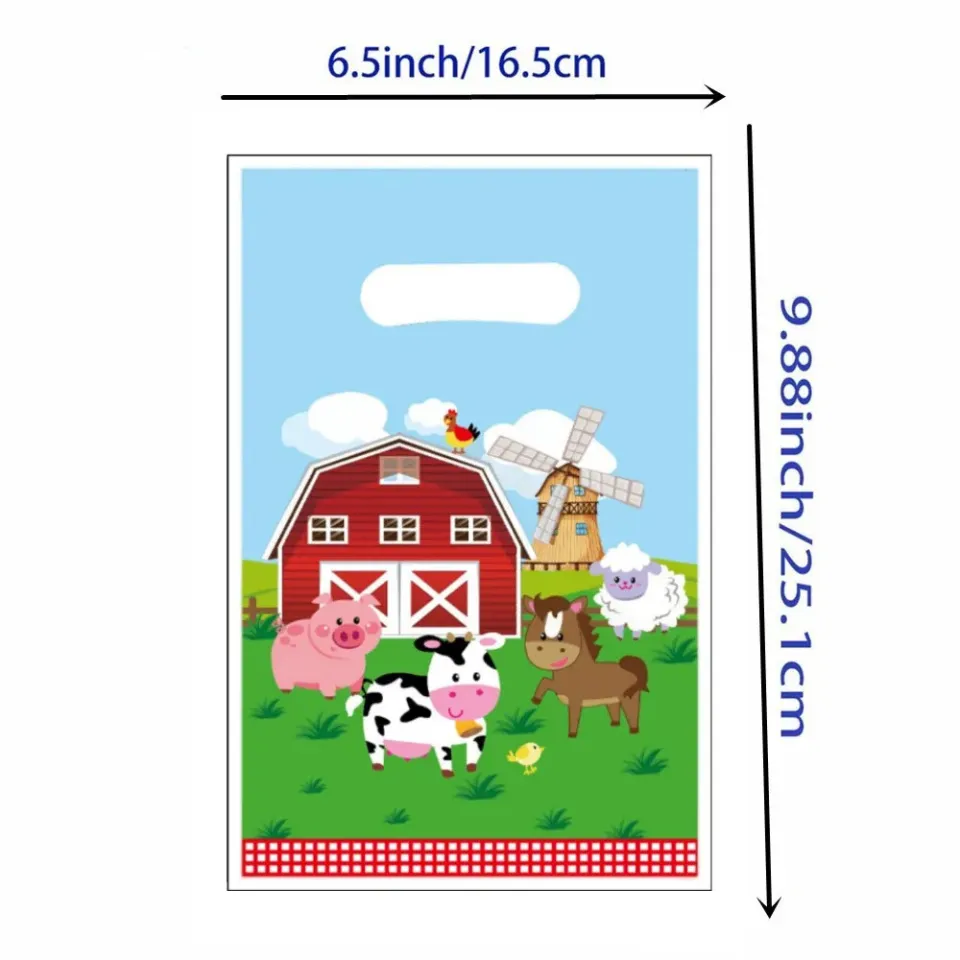 Farm Animals Birthday Party Decorations Pasture Cow Sheep Chicken Theme  Candy Loot Bag Gift Bag Kids Baby Shower Party Supplies