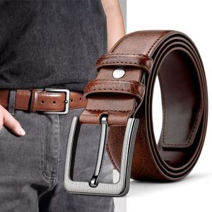 GENENIC Retro Men PU Belt Texture Versatile Casual Waist Belt Waist Accessories Durable Alloy Leather Belt Pants