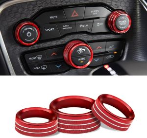 3Pcs Air Conditioner Switch Button Knob Cover Climate Control Knob Covers Aluminum Alloy A/C Decal Trim Rings Car Interior Accessories Compatible with Challenger Durango 2015-2022