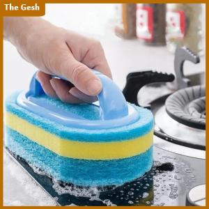 [The Gesh] Thickening Cleaning Brush With Handle Kitchen Sponge Wipe Bathroom Tile Bathtub Cleaning Sponge Home Stain Removal Clean Tools