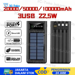 20000/50000/100000 mAh Powerbank Robot Power Bank Solar Cell Tenaga Surya Portable Led Indikator Multifungsi