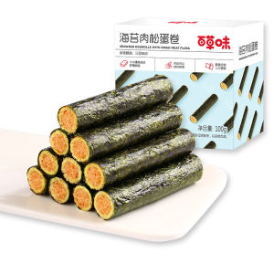 百草味海苔肉松蛋卷零食海味饼干BE&CHEERY Seaweed Egg Rolls Filled Snacks Seaweed Crackers Cookies