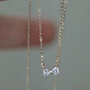Phong cách mới 925 Sterling Silver hình học nơ đơn giản Vòng cổ cho phụ nữ engagement đồ trang sức tinh xảo tiệc cưới món quà sinh nhật