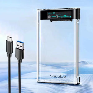 Kebidumei 2.5 HDD SSD Case Transparent HDD Enclosure with Display Screen SATA to USB 3.1 Hard Drive Case External Tool-Free Support 6TB