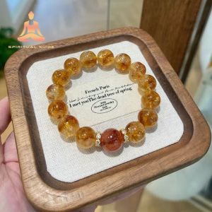 Free Shipping With Certificate New Natural Citrine Bracelet Original Hematoid Quartz Bracelet Lucky Charm Bracelet
