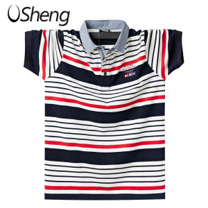 VSheng Plus Size Stripe Polo T Shirt For Men Collar Big Size M TO 6XL Breathable Lapel Casual Man Tops