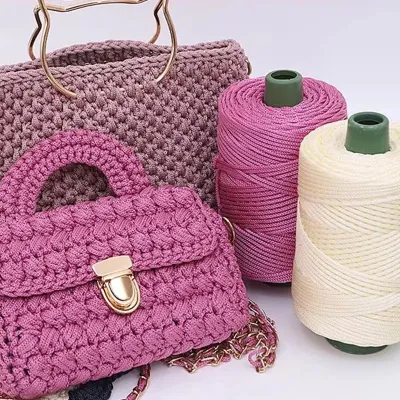200m 3mm Cotton and Linen Hollow Braided Wire Knitted Crochet Yarns for DIY Handbag Purse Basket Chunky Trapillo Nylon Cord Polyester Thread Round Rope