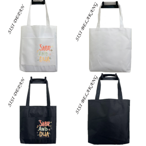 Totebag Tote Bag Kantong Depan Islami Ngaji Quotes Tas Sekolah Kuliah Kerja Goodiebag Goodie Bag
