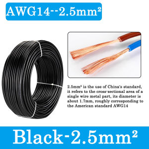 2 Core Flexible Cable 100 50 20m Copper Wire RVVB Black White Power Expansion Line 4mm 2.5mm Square