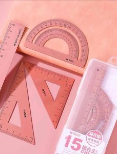 M&G Student Stationary Ruler Set Engraving Metal Ruler Set 晨光套尺尺子学生文具直尺三角尺尺子套装量角器三角板多功能钢尺测量15cm绘图尺格尺儿童可爱金属儿童波浪线