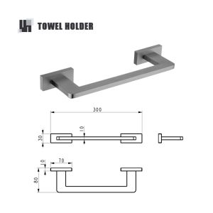 Gunmetal Stainless Steel Bathroom Hardware Towel Rack Toilet Paper Holder Toilet Brush Robe Hook Towel Bar Holder Grey Stainless