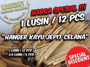 12 PCS HANGER JEPIT KAYU KOTAK GANTUNGAN BAJU GANTUNGAN CELANA