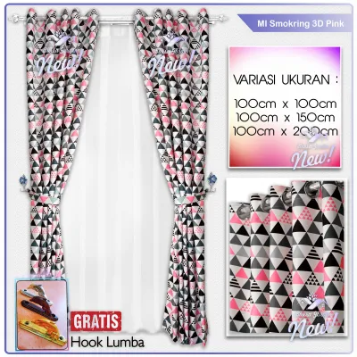 Bursa Gorden [ Gorden Murah Terlaris ] Gorden Tirai Jendela Minimalis Saten Smokring Microtex Motif Abstrak 3D