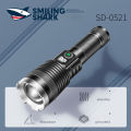 Smiling Shark SD0521 LED Torchlight M60 Super Bright Flashlight Powerful USB Rechargeable Zoomable Waterproof Outdoor Emergency Hiking Camping Working Lighting. 