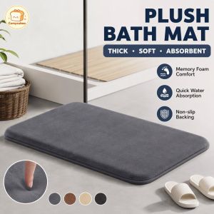 Memory Foam Bath Mat Plush Coral Velvet Thick Absorbent Non Slip Floor Mat For Bathroom Kitchen Bedroom