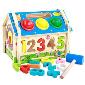 Đồ chơi nhà thả số đập bóng lắp ráp đa chức năng đồ chơi nhà thả hình lắp ghép đập bóng đồng hồ bánh răng xoay cho bé