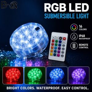 RGB Remote Control Aquarium LED Light IP68 Waterproof Submersible Suction Cup SMD5050 Decor