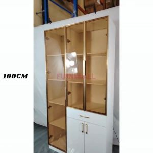 (Free Installation)Furnimall Premium LED Display Cabinet Almari Kaca 3C Tempered Glass Storage